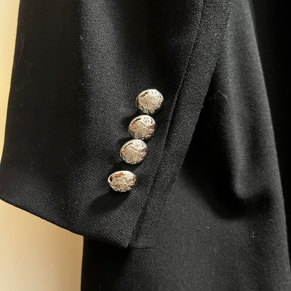 Lauren Ralph Lauren Crested Long Blazer Women 18W Black Wool US Made 3 Buttons - Picture 7 of 7